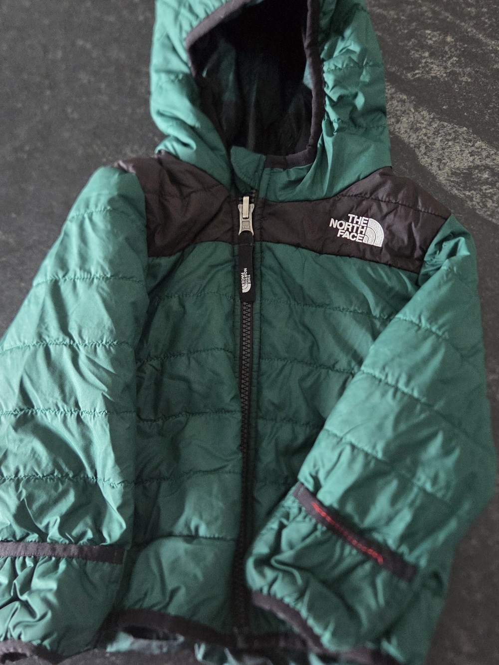 The North Face Teal and Black Insulated Hooded Jacket